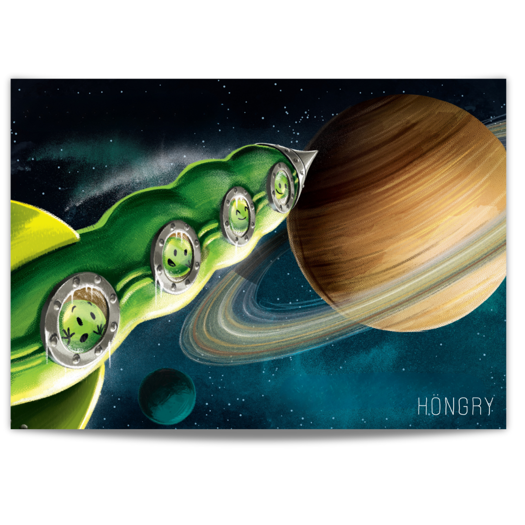 HONGRY Poster ruimte erwtjes planeet