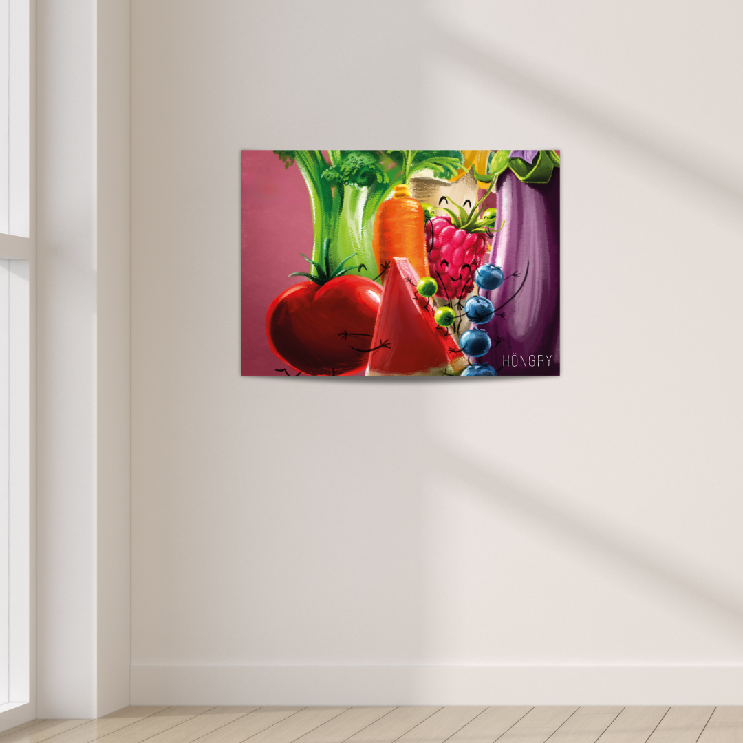 HONGRY Poster groenten en fruit knuffel