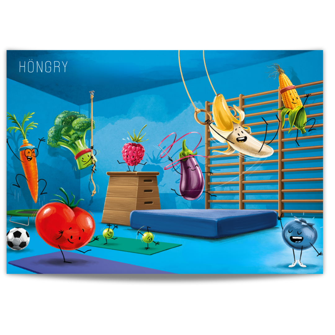 HONGRY Poster fruit en groenten turnzaal