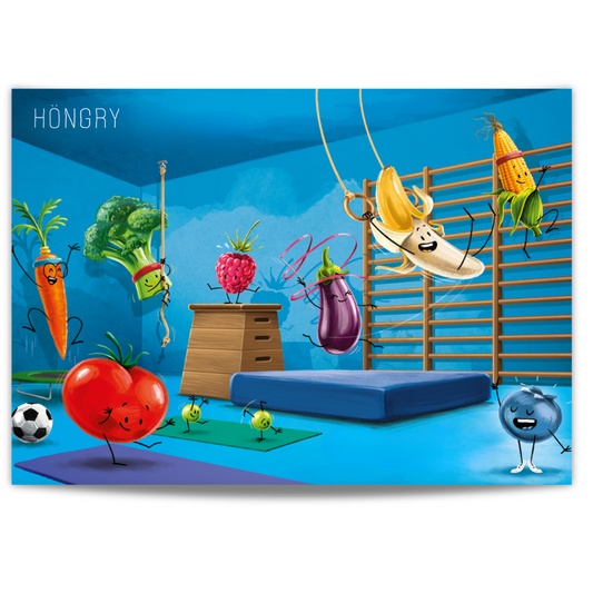 HONGRY Poster fruit en groenten turnzaal