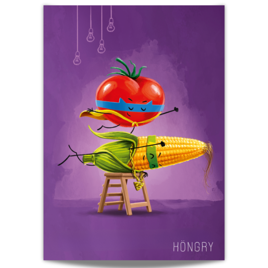 HONGRY Poster superheld fruit en groenten