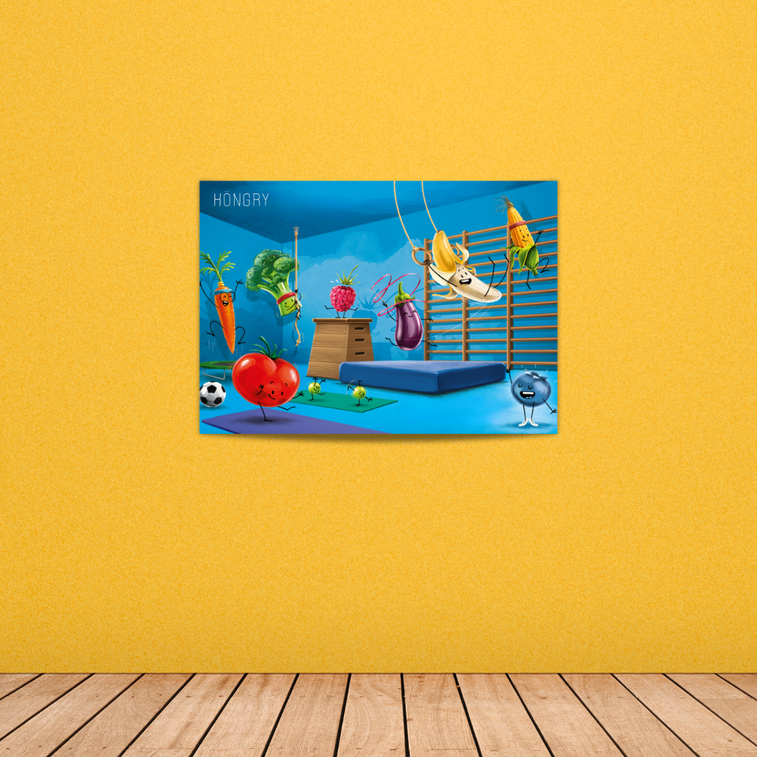 HONGRY Poster fruit en groenten turnzaal muur