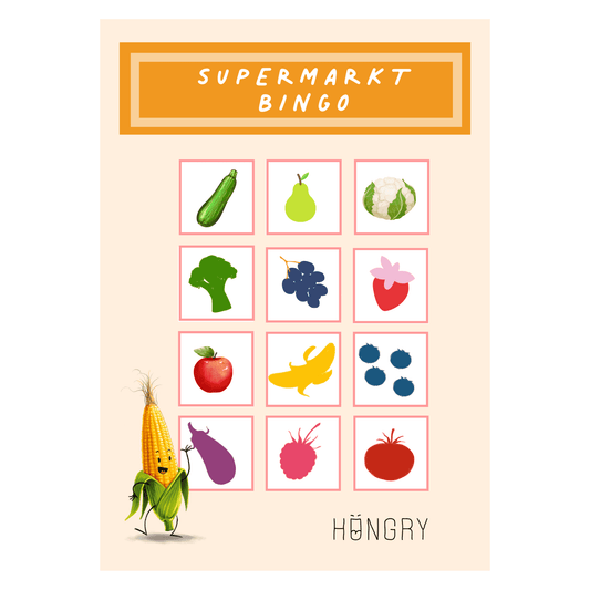 BINGO kaart groenten en fruit supermarkt HONGRY