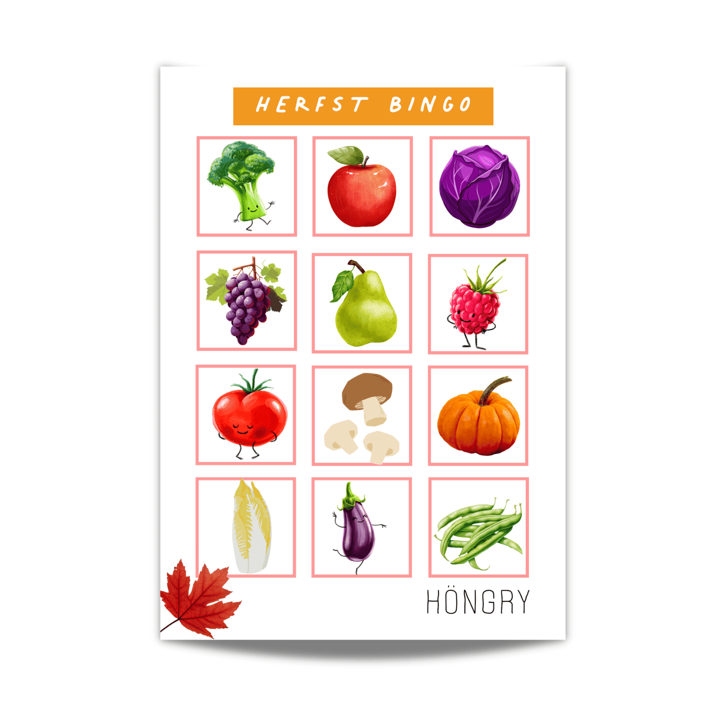 HONGRY herfst bingo groenten en fruit