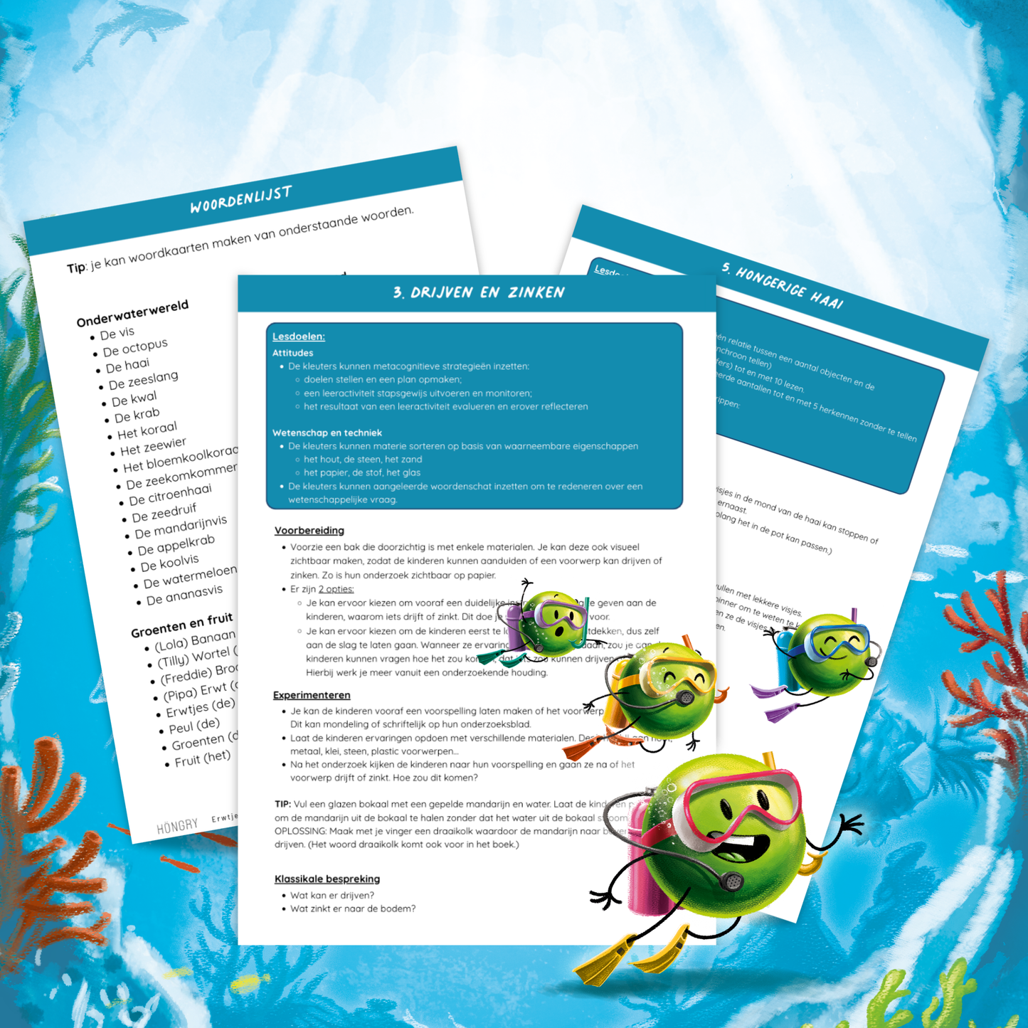 Lesinspiratie Erwtjes onder water KLEUTER